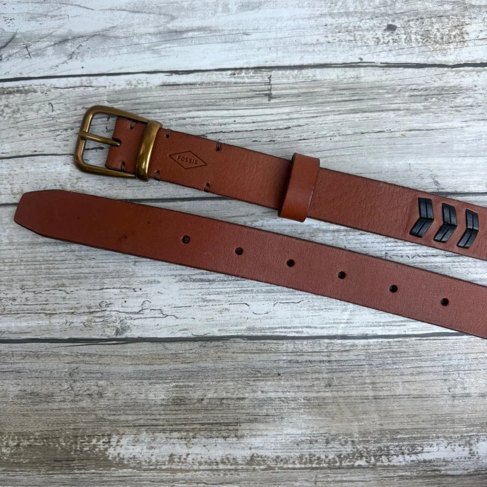 Fossil Leather Belt Size L 36.5
